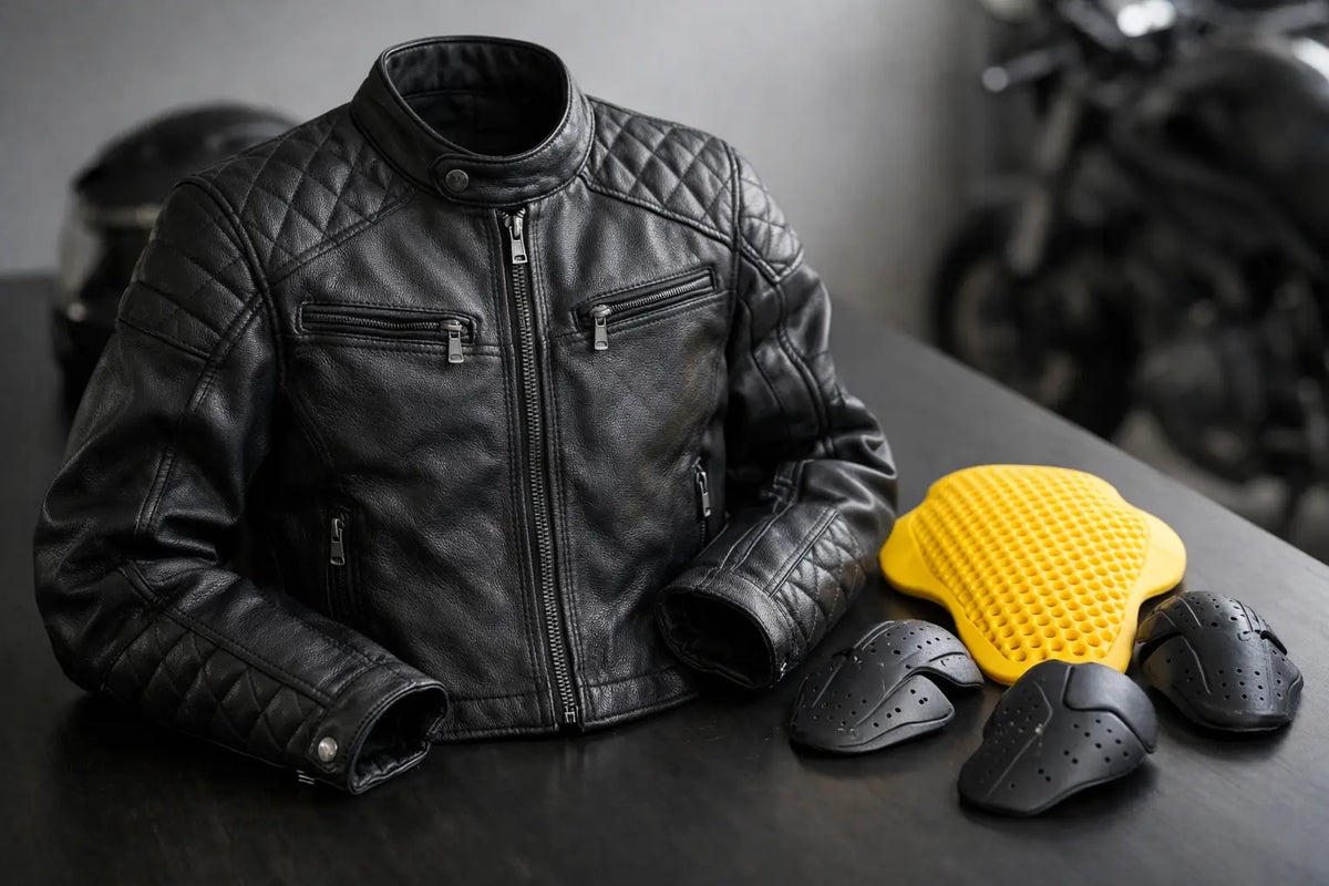 Quilted Leather Jacket With Armor Pockets