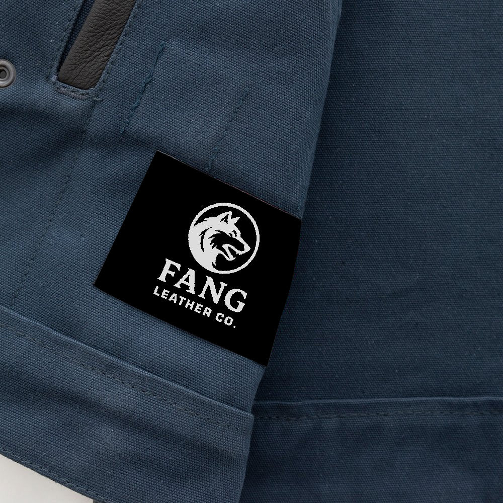 Hunt Club Motorcycle Leather Canvas Vest Blue image 3