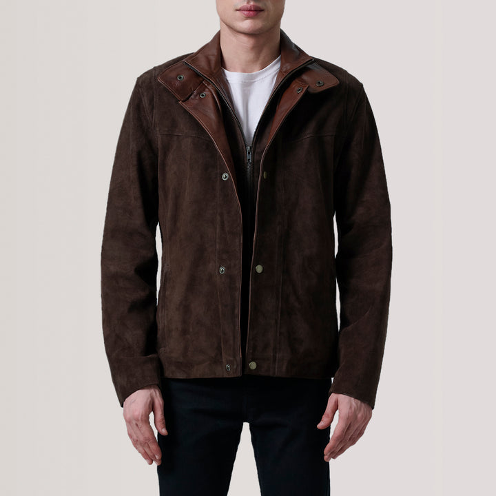 Henrik Brown Suede Cafe Racer - Brown image