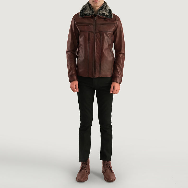 Evan Hart Fur Brown Leather Jacket image 3