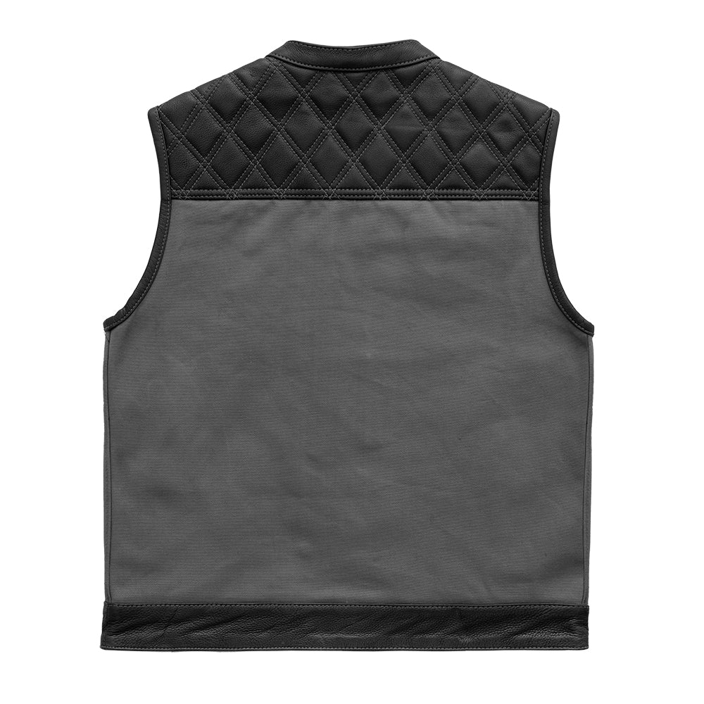 Hunt Club Motorcycle Leather Canvas Vest Grey image 1