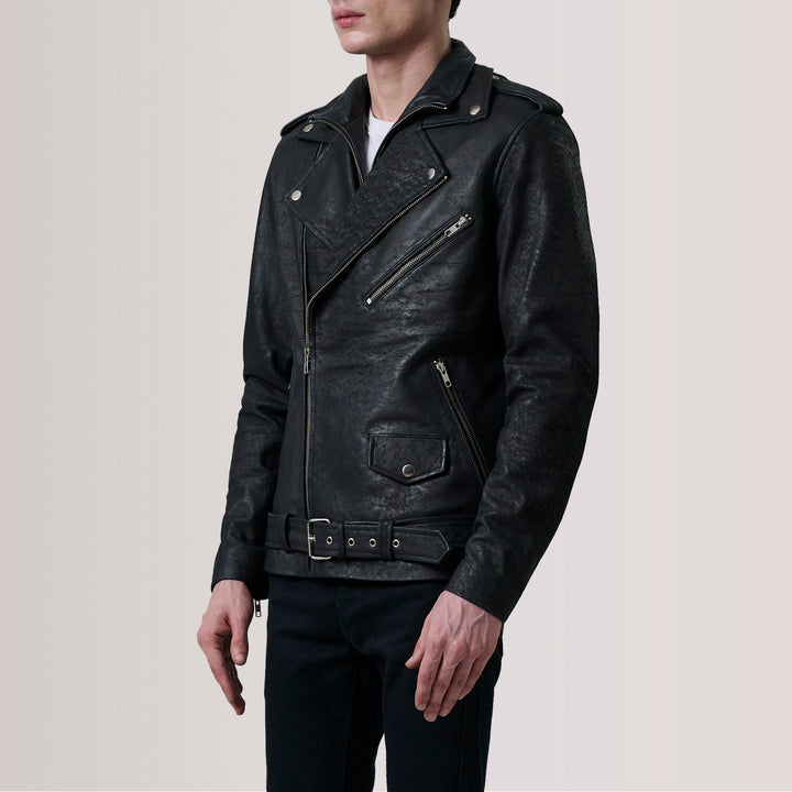 Kole Distressed Black Leather Double Rider Jacket image 3