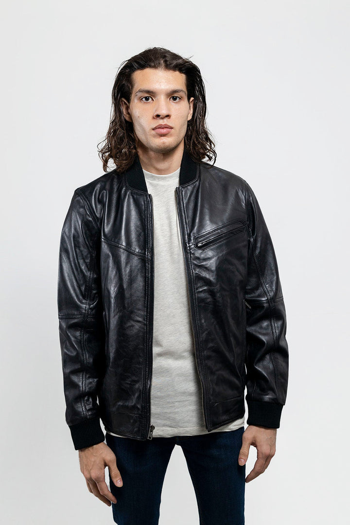 Aviator Mens Bomber Leather Jacket image 4