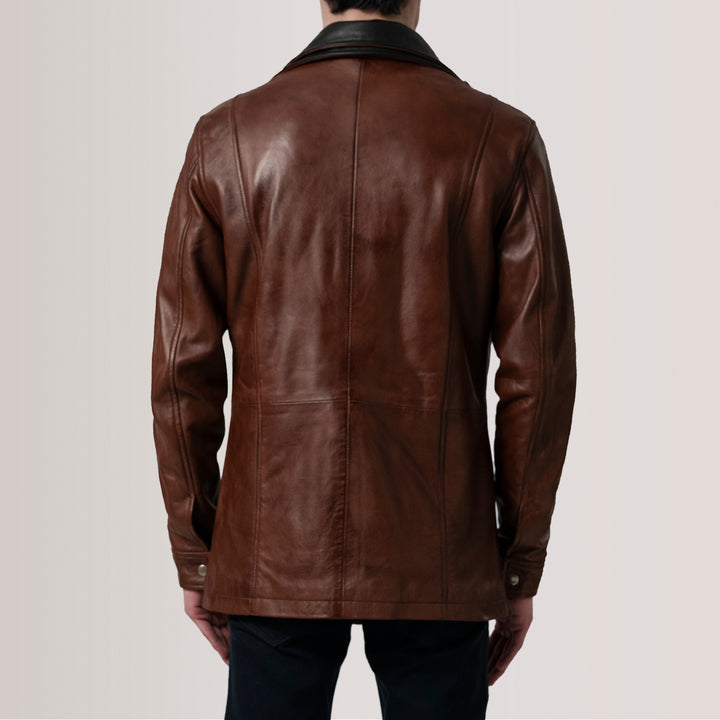 Connor Waxed Brown Leather Coat image 2