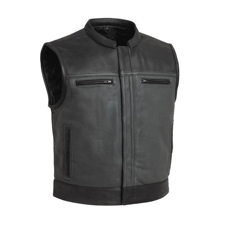 Two Tone Lowrider Perforated Men's Leather Vest image 0