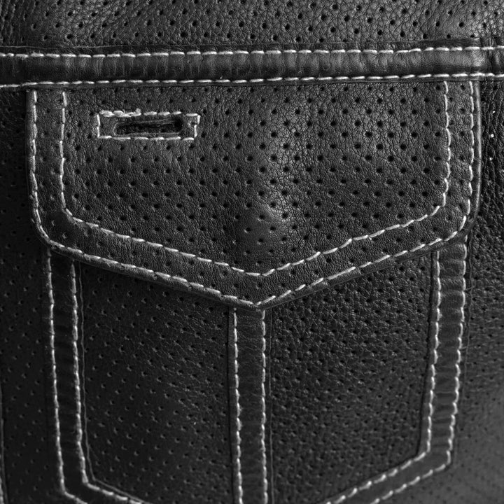 Sharp Shooter Perforated Men's Motorcycle Leather Vest image 4