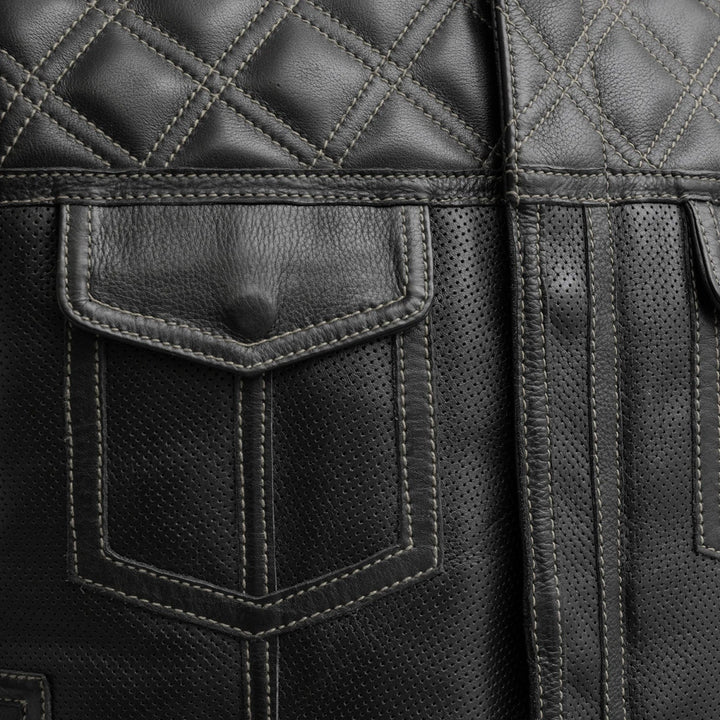 Upside Perforated Men's Club Style Leather Vest image 2