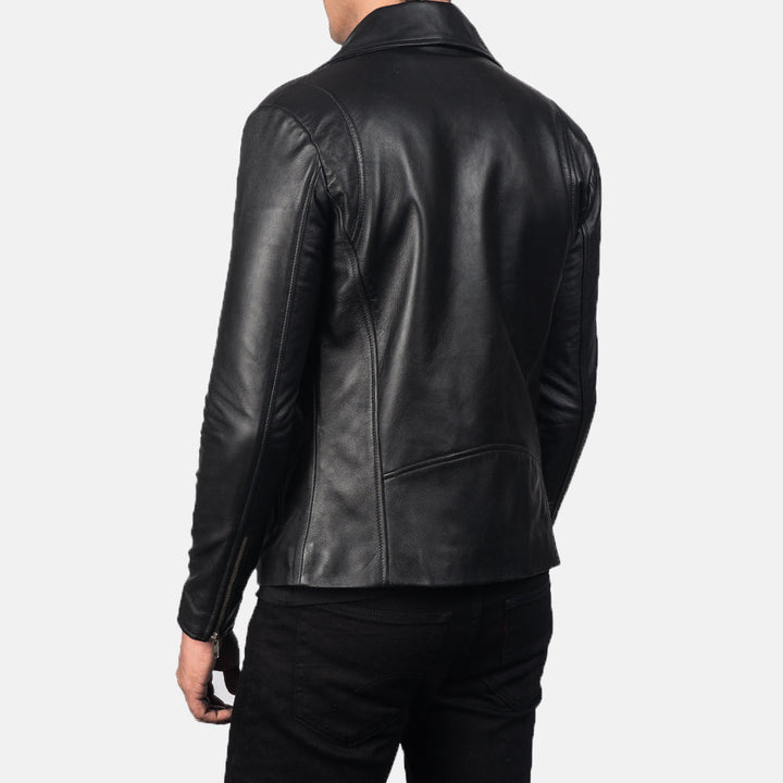 Noah Black Leather Biker Jacket image 3