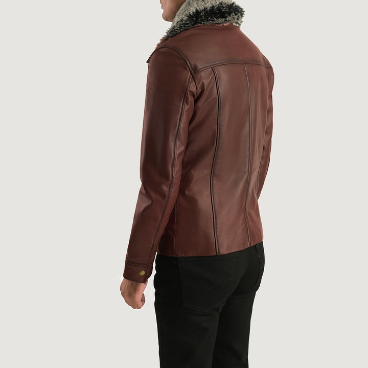 Evan Hart Fur Brown Leather Jacket image 1