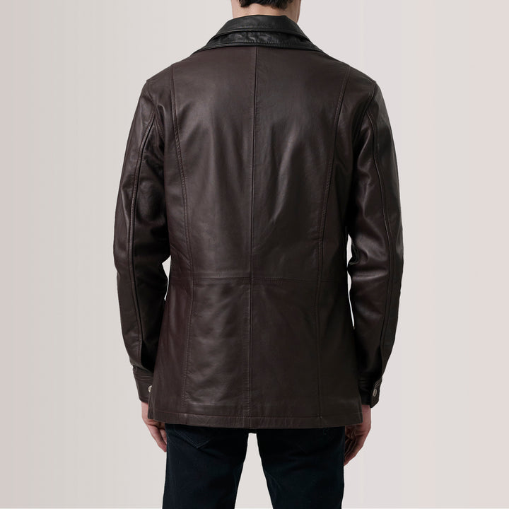 Connor Maroon Leather Coat image 2