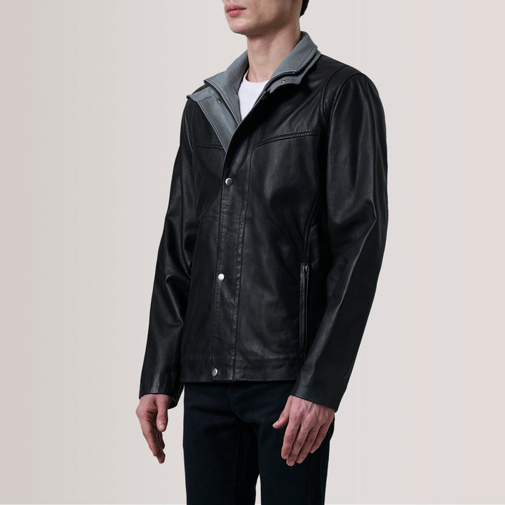 Henrik Black Leather Cafe Racer image 3