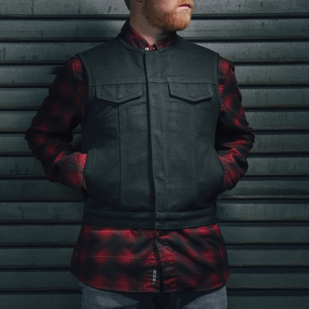 Lowside Black Men's Motorcycle Canvas Vest image 2
