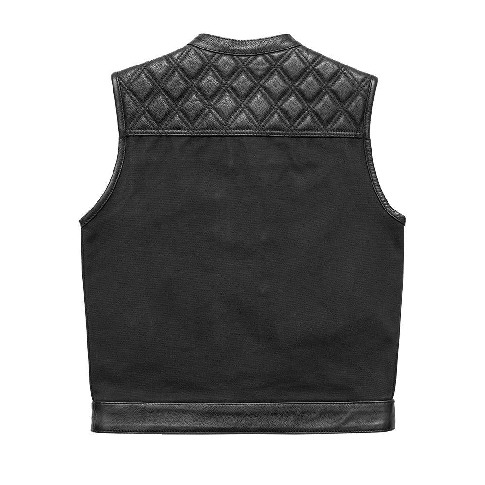 Hunt Club Motorcycle Leather Canvas Vest Black image 1