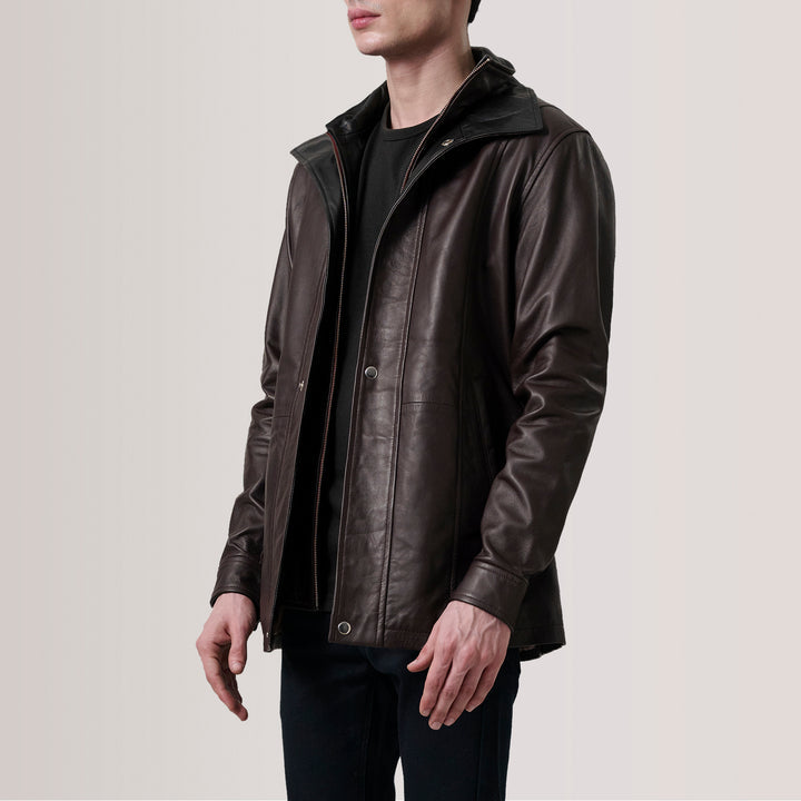 Connor Maroon Leather Coat image 1