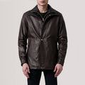 Connor Black Leather Coat - Maroon image