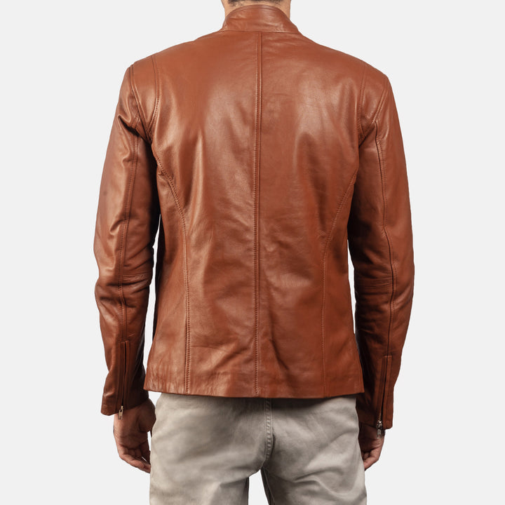 Ionic Brown Leather Biker Jacket image 3