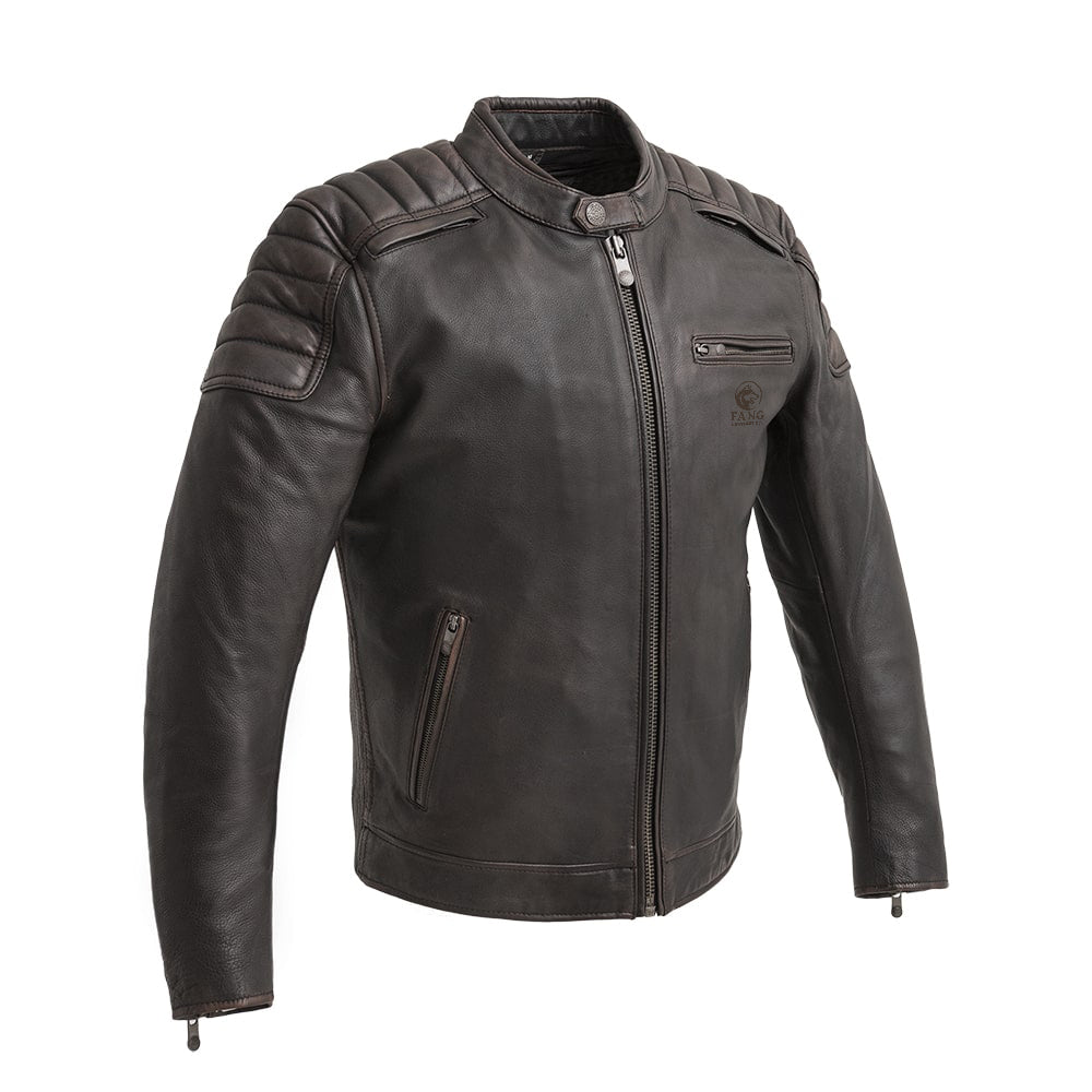Crusader Men's Motorcycle Leather Jacket - Brown Beige image