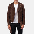 Allaric Alley Distressed Brown Leather Biker Jacket - Brown Suede image