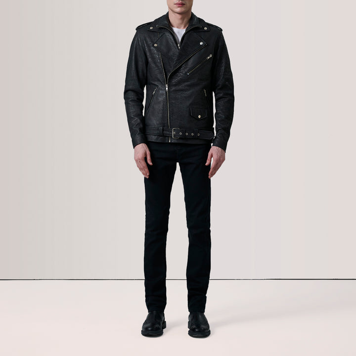 Kole Distressed Black Leather Double Rider Jacket image 4
