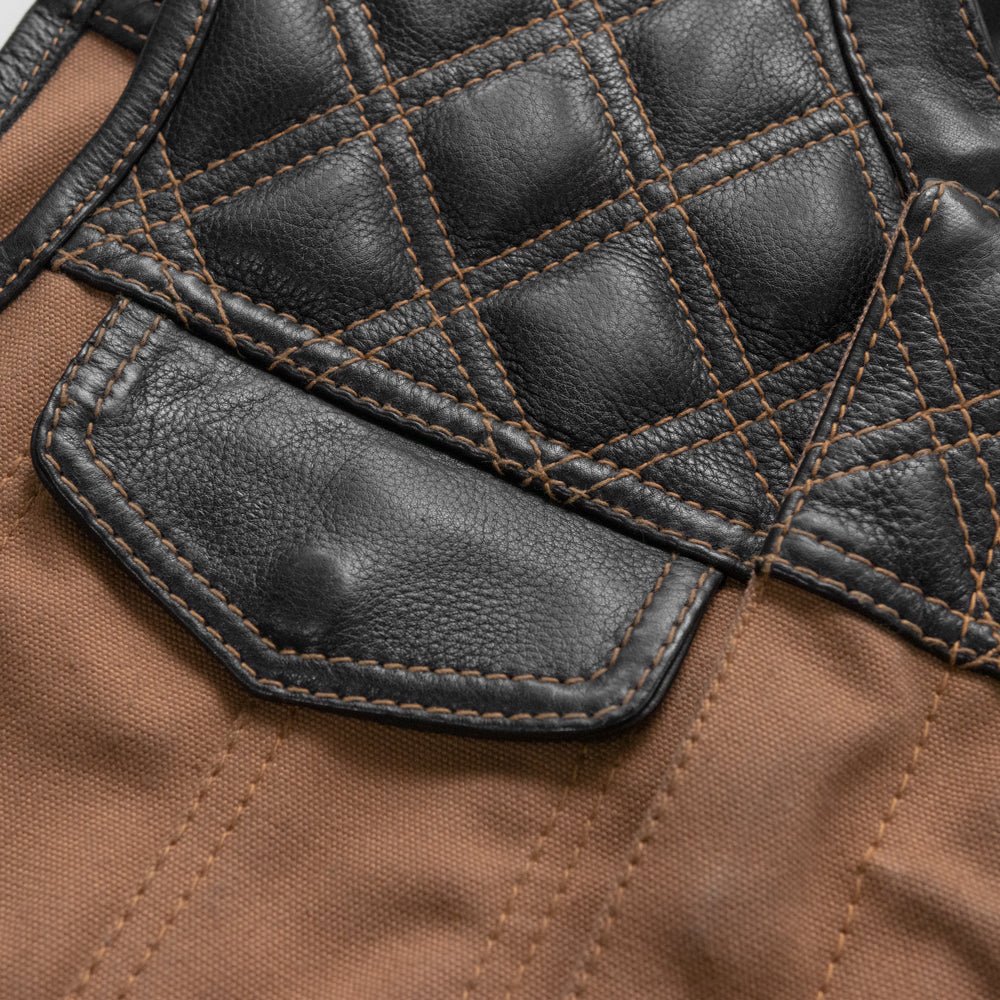 Hunt Club Motorcycle Leather Canvas Vest image 2
