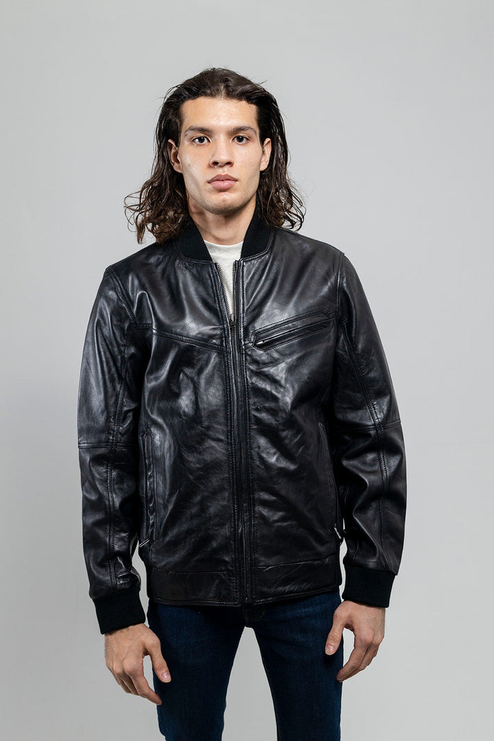 Aviator Mens Bomber Leather Jacket image 5