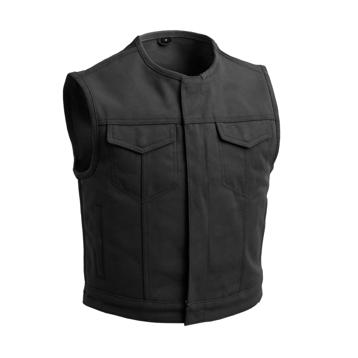 Lowside Black Men's Motorcycle Canvas Vest image 0