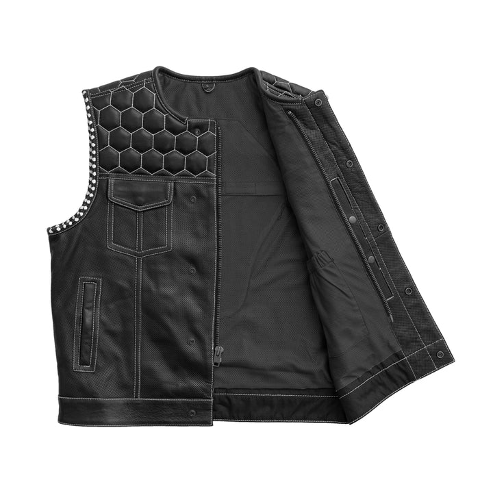 Hornet Perforated Men's Club Style Leather Vest image 3
