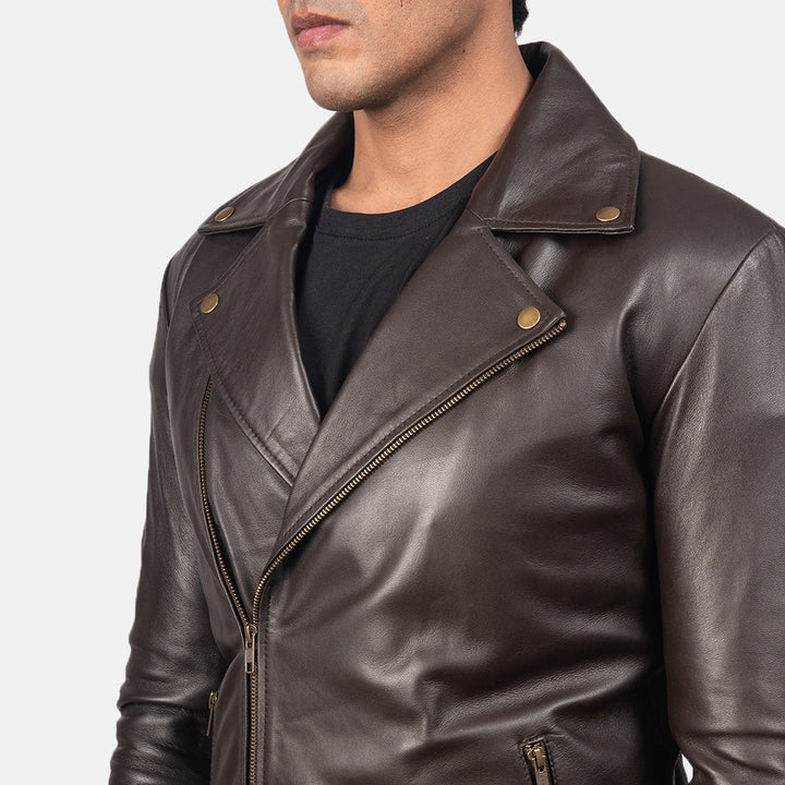 Noah Brown Leather Biker Jacket image 1