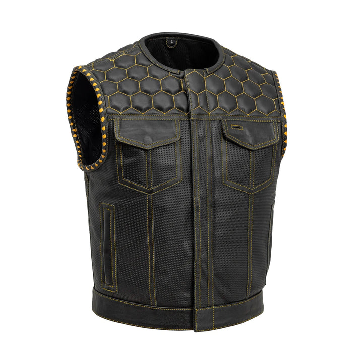 Lowside Hornet Perforated Men's Club Style Leather Vest image 0