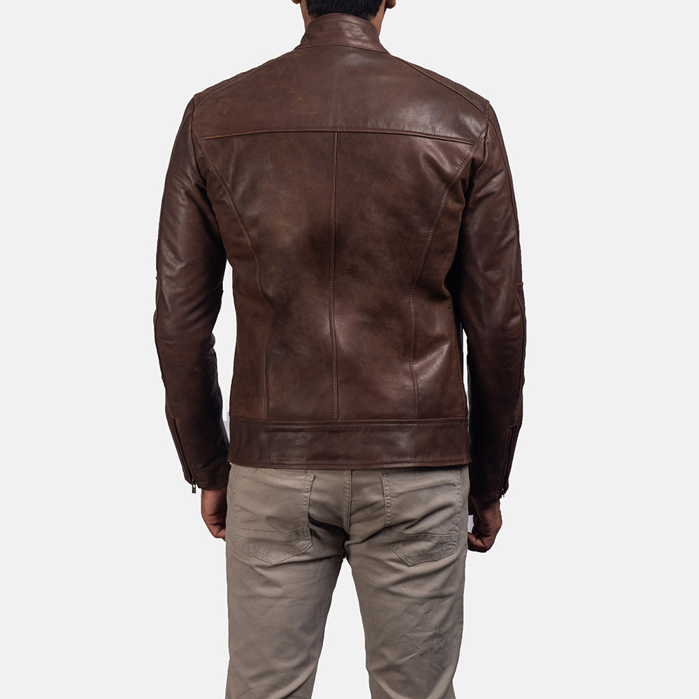 Dean Brown Leather Biker Jacket image 1