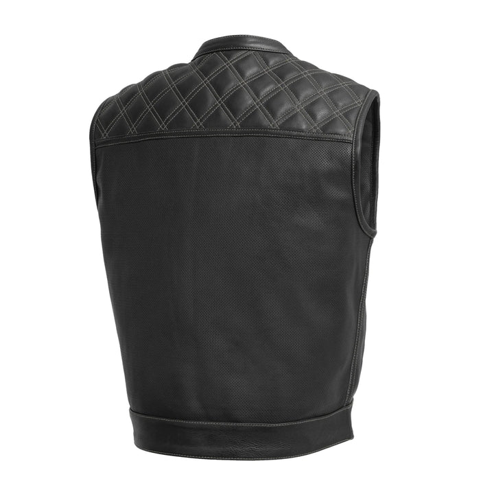 Upside Perforated Men's Club Style Leather Vest image 1