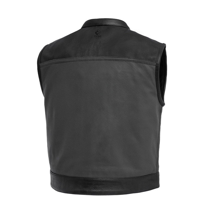 Two Tone Lowrider Perforated Men's Leather Vest image 1