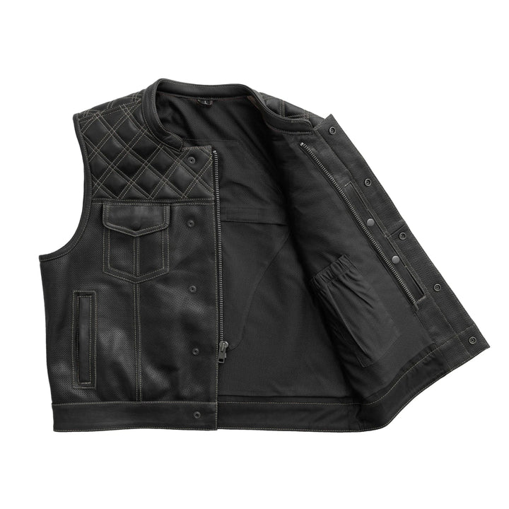 Upside Perforated Men's Club Style Leather Vest image 3