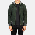 Nintenzo Green Hooded Suede Bomber Jacket image 0