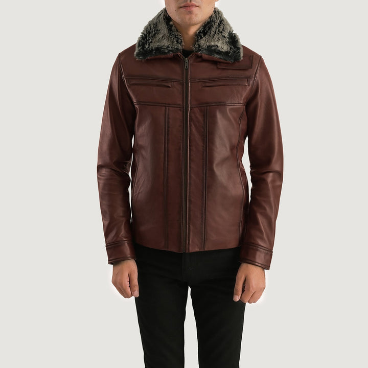 Evan Hart Fur Brown Leather Jacket image 0