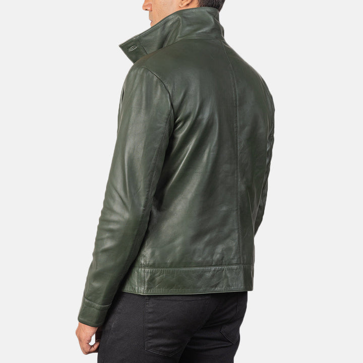 Columbus Green Leather Bomber Jacket image 1