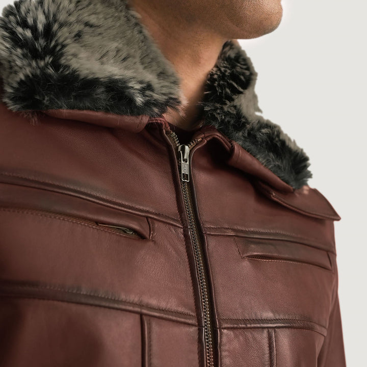 Evan Hart Fur Brown Leather Jacket image 5