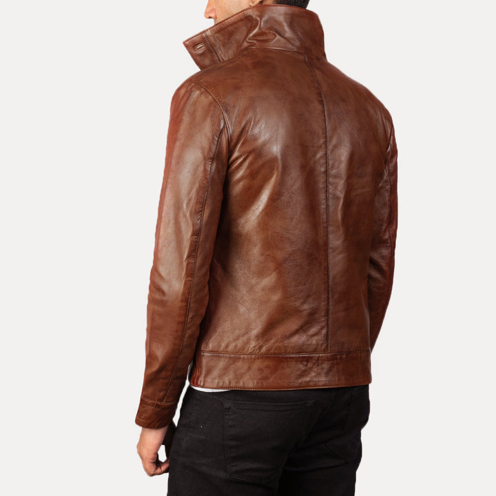 Columbus Brown Leather Bomber Jacket image 4