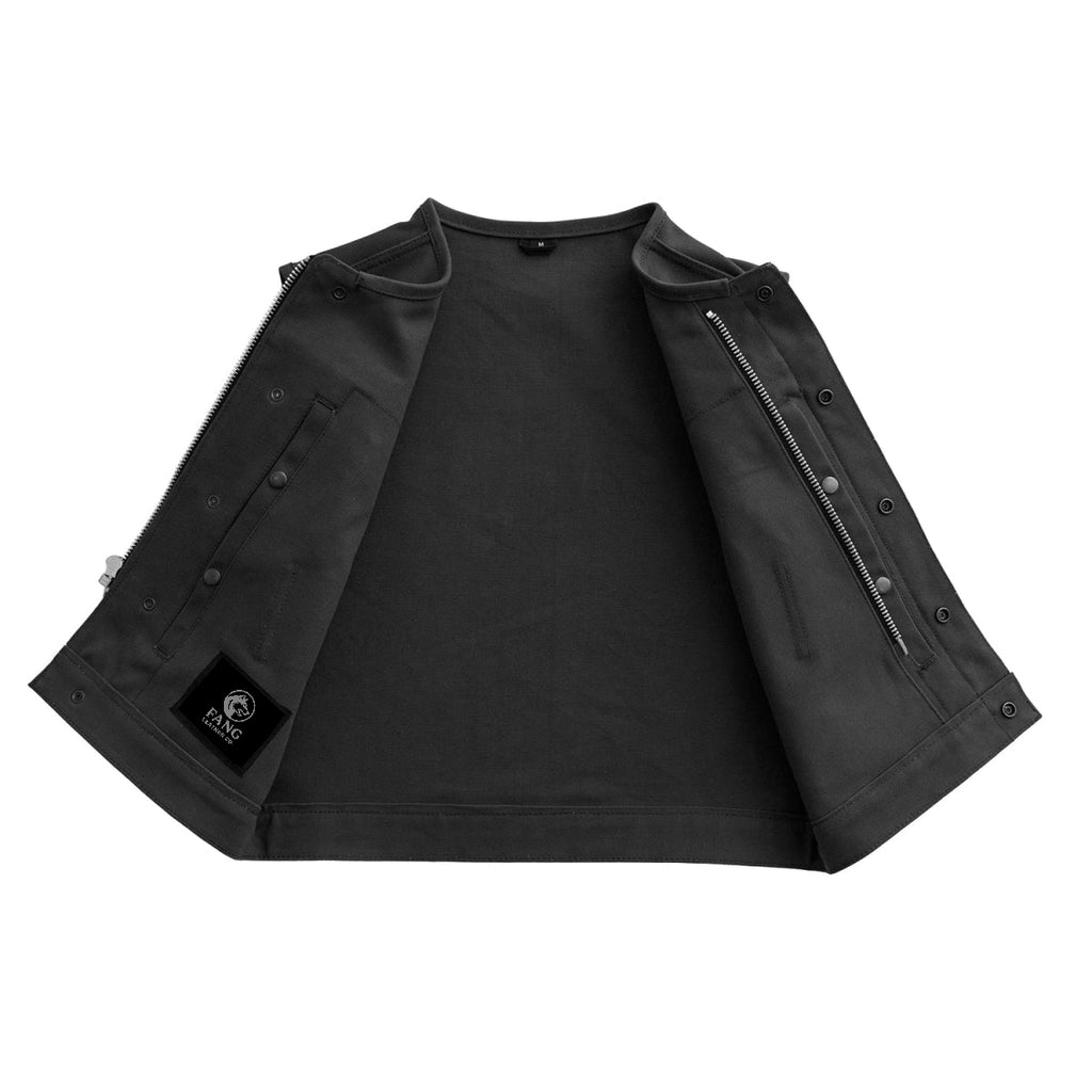 Lowside Black Men's Motorcycle Canvas Vest image 3