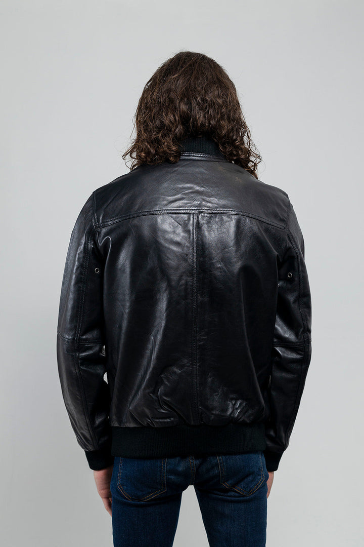 Aviator Mens Bomber Leather Jacket image 8