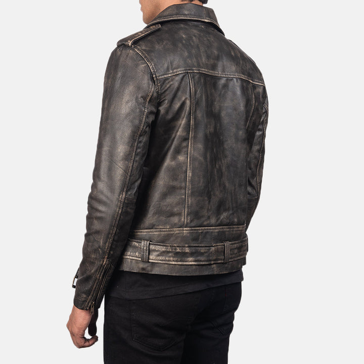 Allaric Alley Distressed Brown Leather Biker Jacket image 1