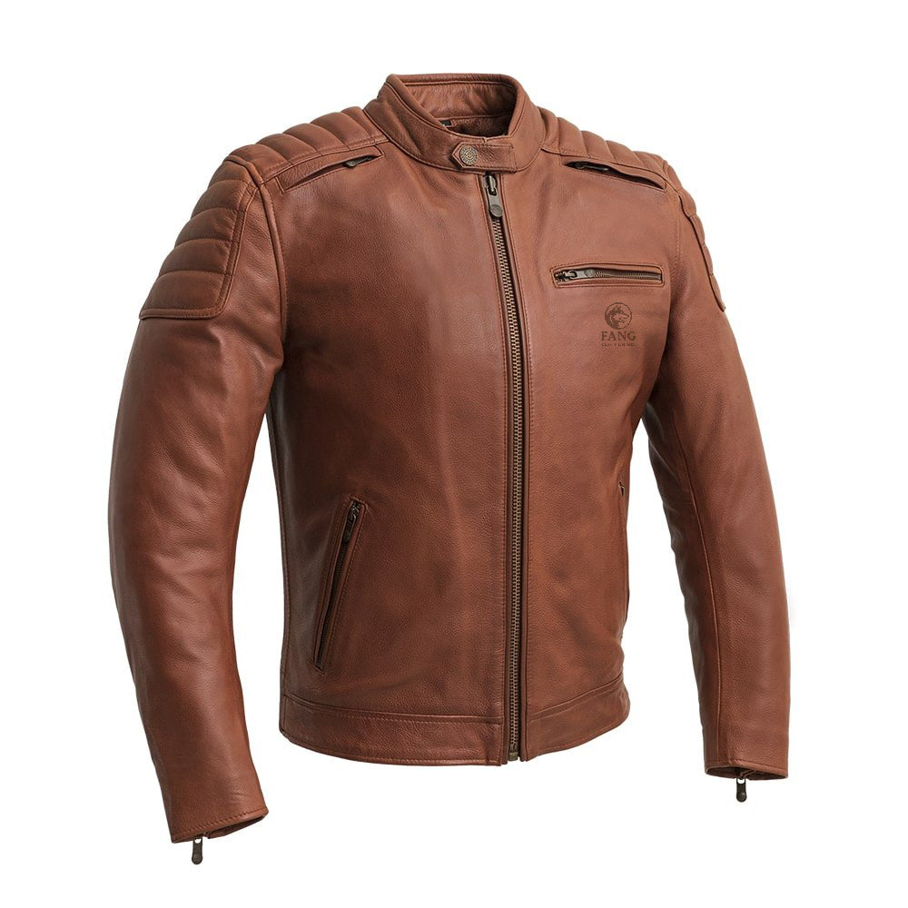 Crusader Men's Motorcycle Leather Jacket - Whiskey image