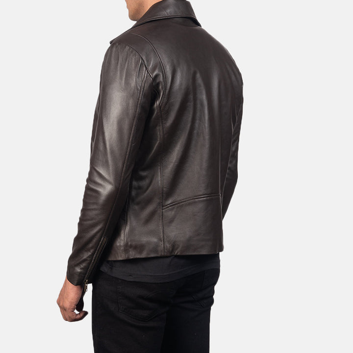 Noah Brown Leather Biker Jacket image 4