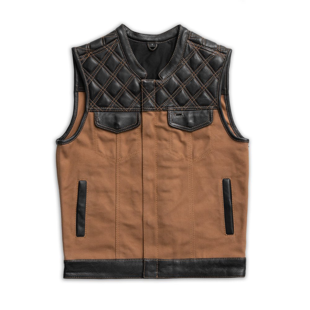 Hunt Club Motorcycle Leather Canvas Vest image 0