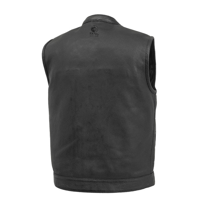 Sharp Shooter Perforated Men's Motorcycle Leather Vest image 1