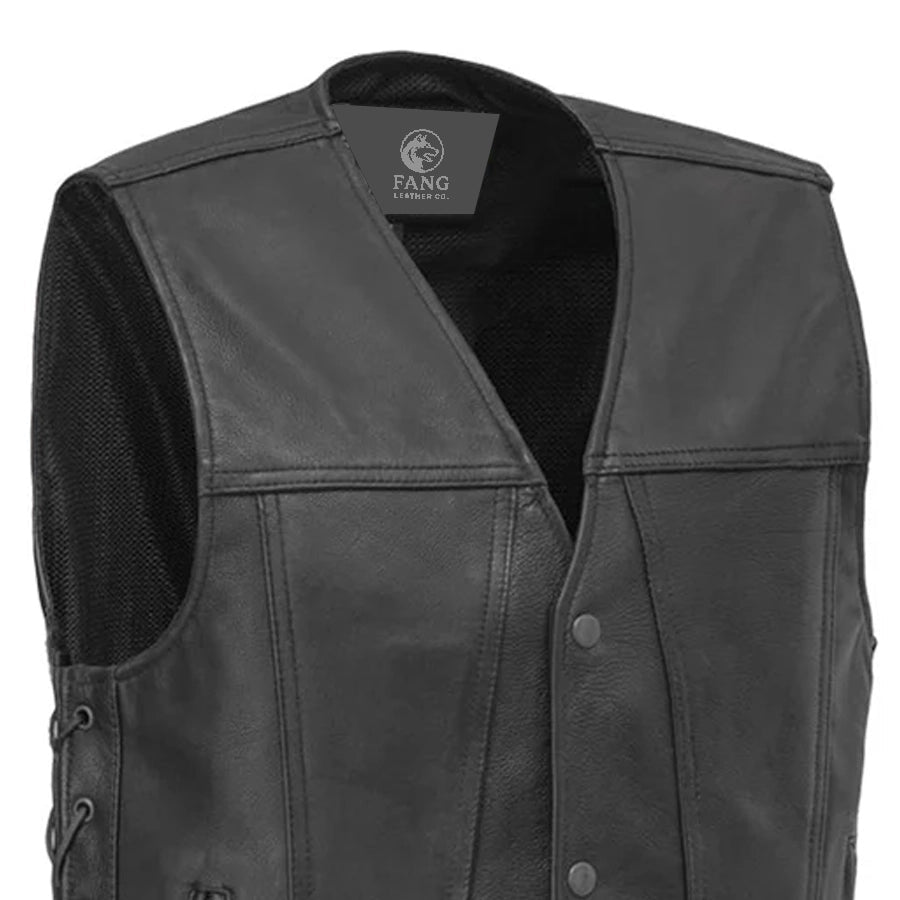 Gambler Men's Motorcycle Leather Vest image 2