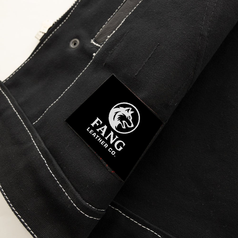 Hunt Club Motorcycle Leather Canvas Vest White Stitch image 3