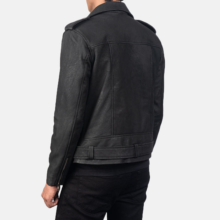 Allaric Alley Distressed Black Leather Biker Jacket image 2