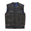 Finish Line - Blue Checker - Men's Motorcycle Leather Vest image 0