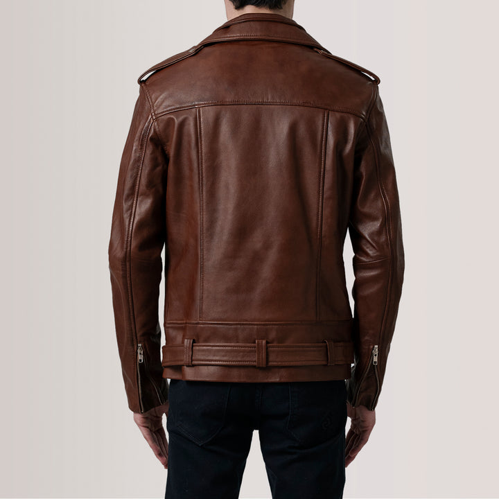 Kole Waxed Brown Leather Double Rider Jacket image 1
